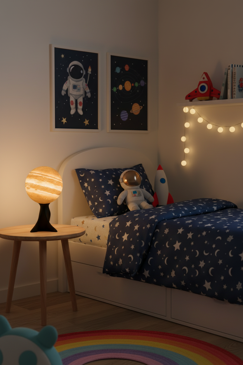 Print3D Africa Jupiter Table Lamp – children's bedroom lifestyle view | Red Rhino Kenya