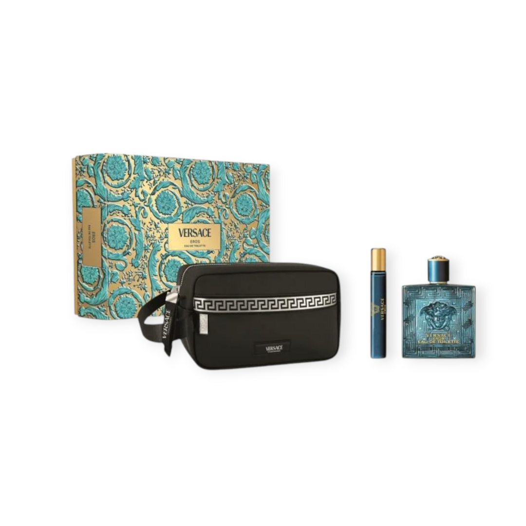 Versace Eros Eau de Parfum Gift Set 100ml + 10ml Travel Spray + Pouch