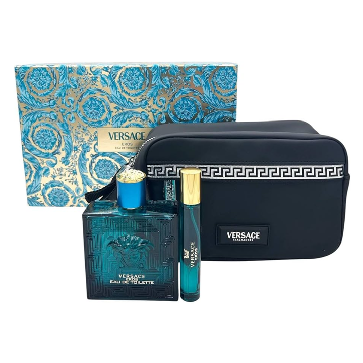 Versace Eros Eau de Parfum Gift Set 100ml + 10ml Travel Spray + Pouch