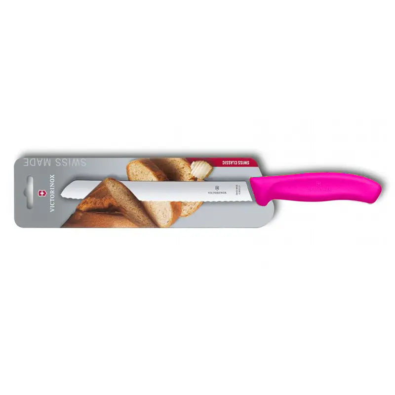 Victorinox Swiss Classic 6.8636.21L5B pink 21cm bread knife in blister packaging