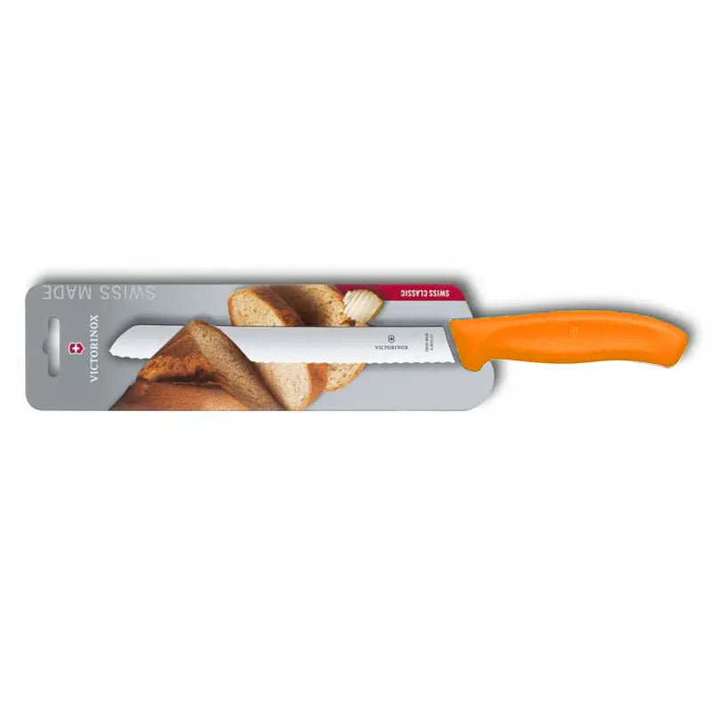 Victorinox Swiss Classic 6.8636.21L9B orange 21cm bread knife in blister packaging
