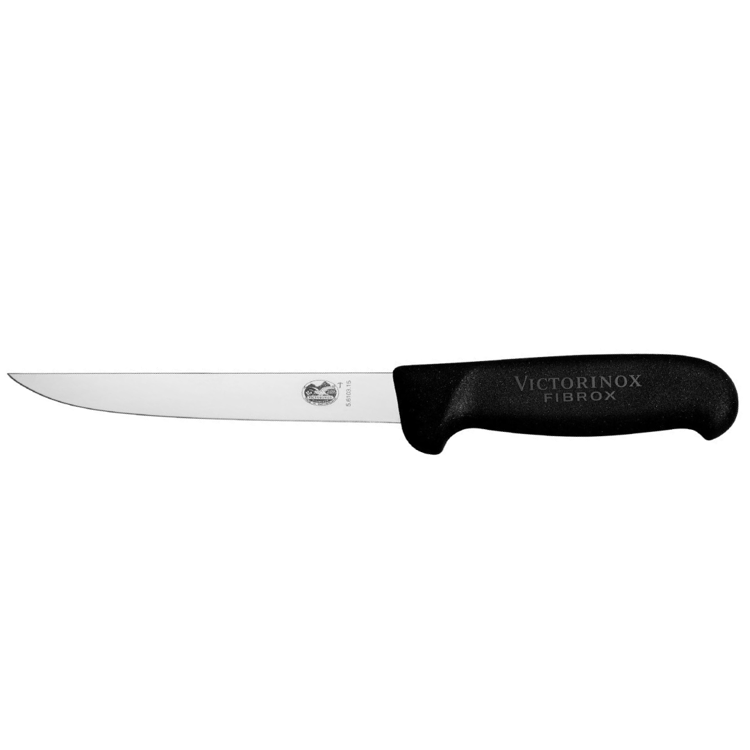 Victorinox Fibrox boning knife 6 inch narrow black blade 5.6103.15