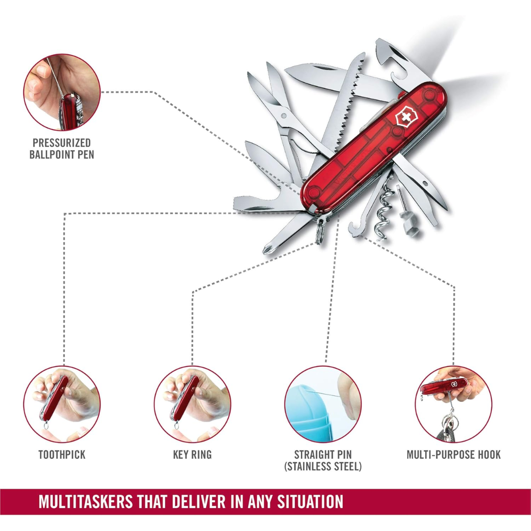 Victorinox Swiss Army Knife Huntsman Lite 91mm Red Transparent