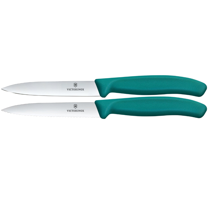 Victorinox Paring Knife Set 2 Pieces 10cm Straight &amp; Wavy Green 6.7794.2C1 | Buy in Kenya | Red Rhino