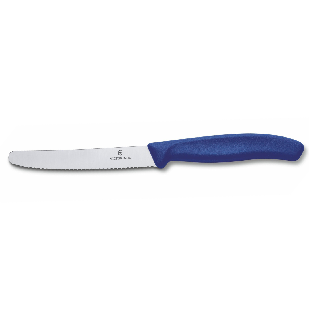 Victorinox Tomato & Table Knife Set 2 Pieces, 11cm Wavy Blades, Blue 6.7832.2C1