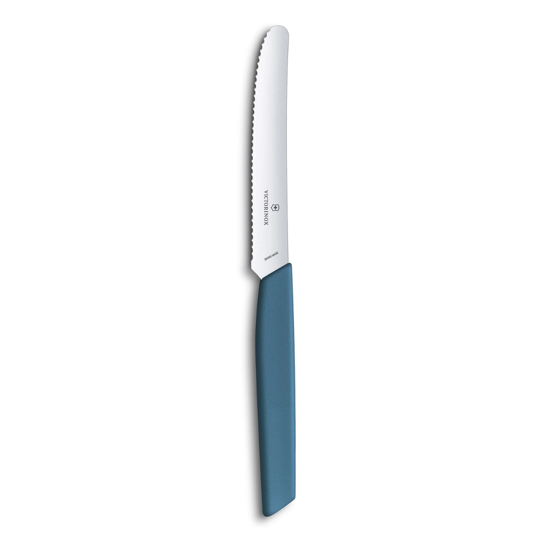 Victorinox Tomato and Table Knife 11cm, Wavy Blade, Cornflower