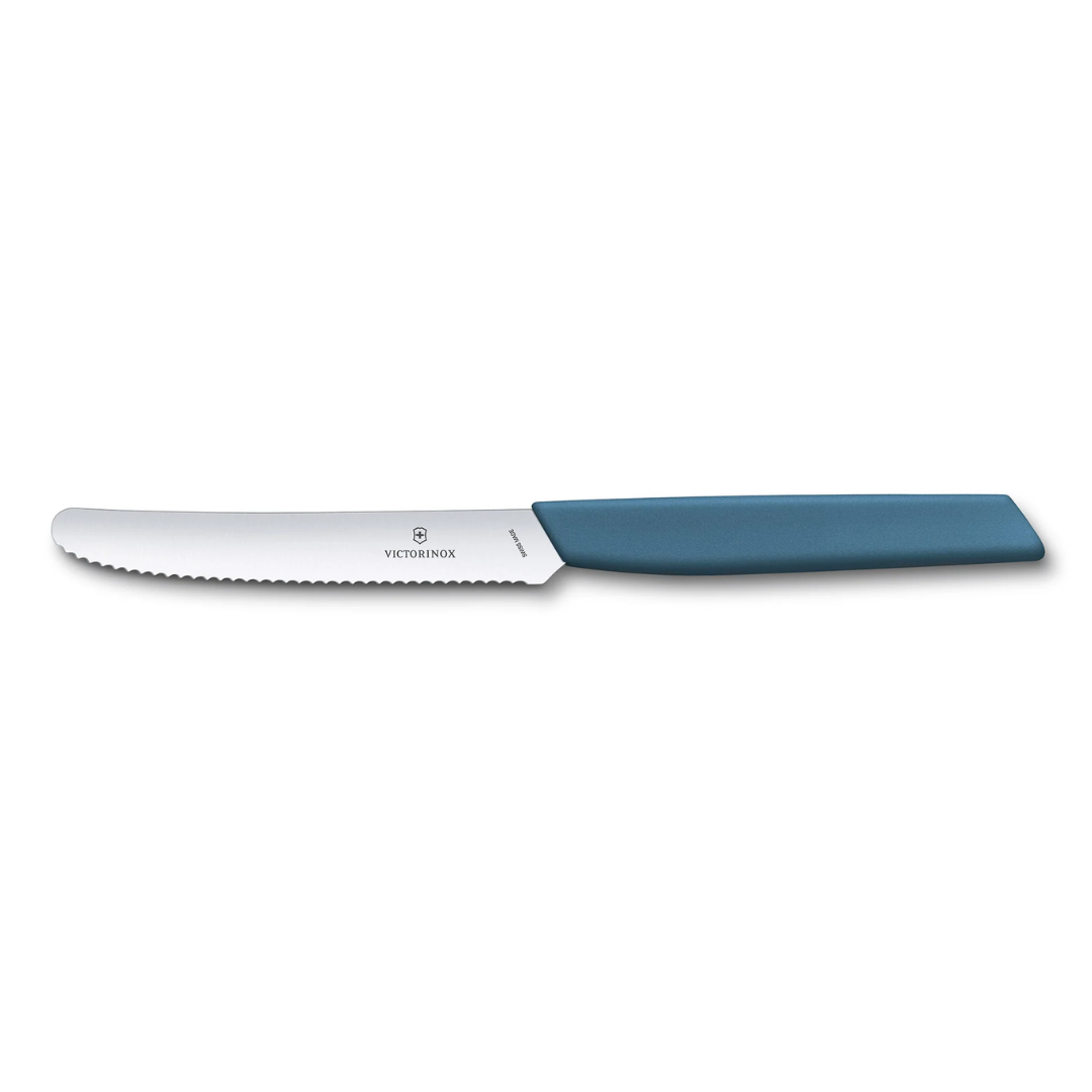 Victorinox Tomato and Table Knife 11cm, Wavy Blade, Cornflower