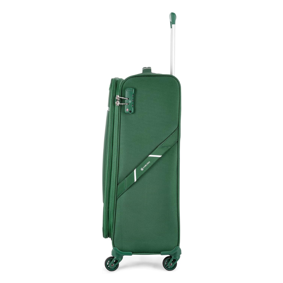 Carlton Amberlite SL green suitcase, side view