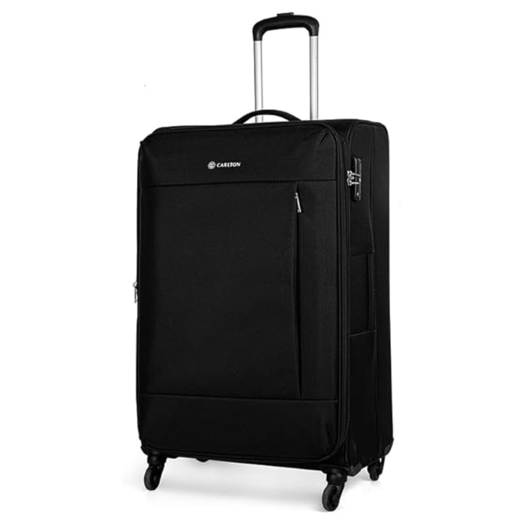 Carlton Elante black suitcase, side view