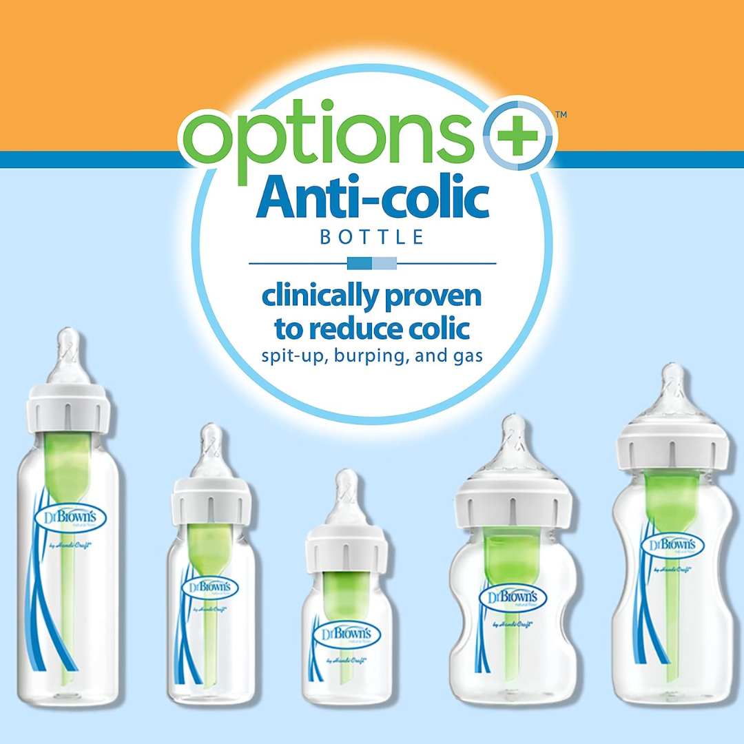 Dr. Brown's Options plus Baby Glass Bottle 270ml green With Level-1 Teat WB91700 - Red Rhino