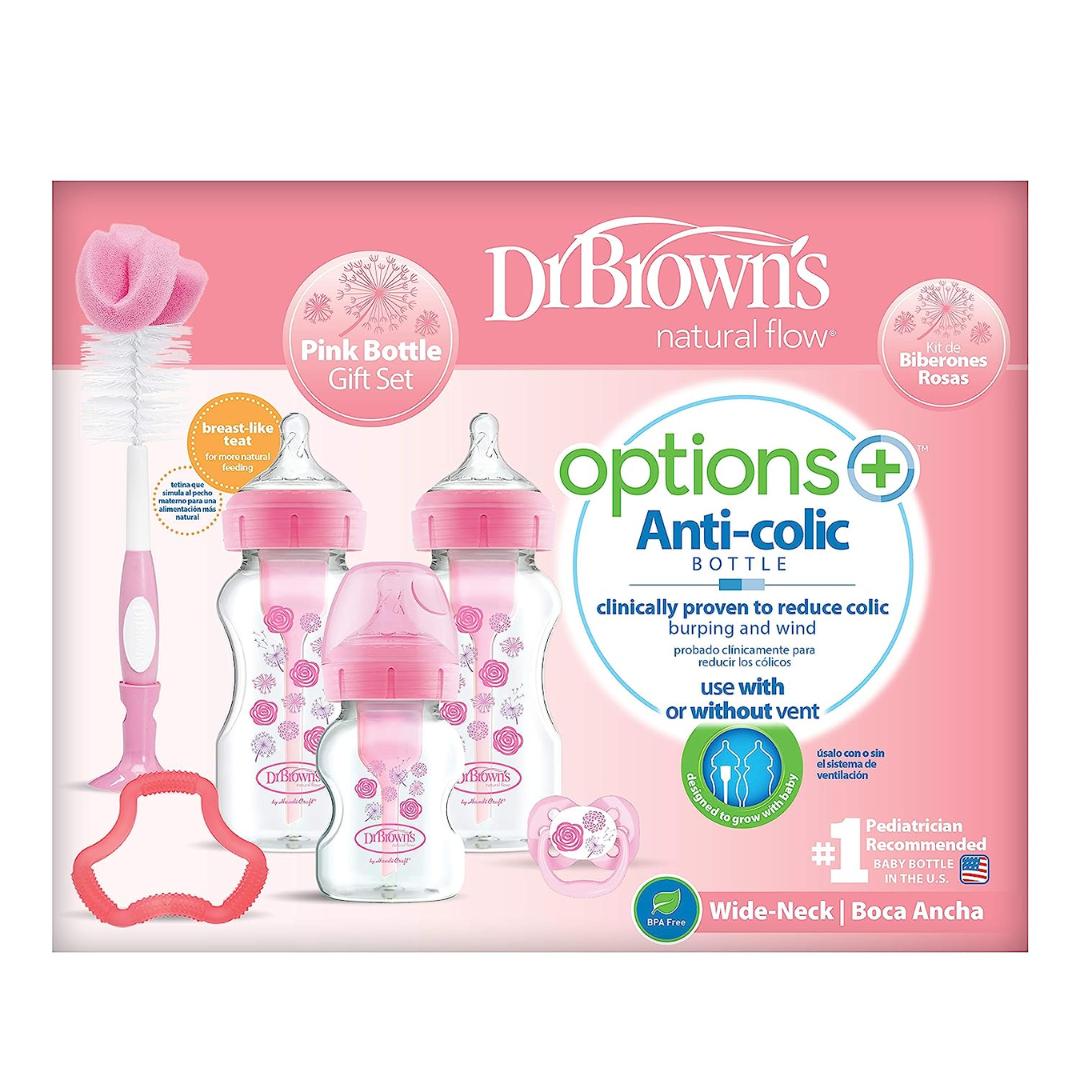 Dr. Brown's Options plus Baby Bottle Gift Set - Pink - Red Rhino