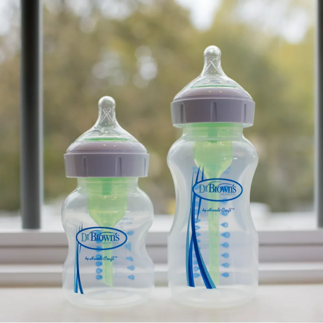 Dr. Brown's Options plus Baby Glass Bottle 270ml green With Level-1 Teat WB91700 - Red Rhino
