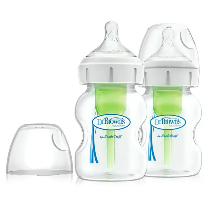 Dr. Brown's Options plus Baby Bottle 150ml Green 2 Pack with Level-1 Teat - Red Rhino