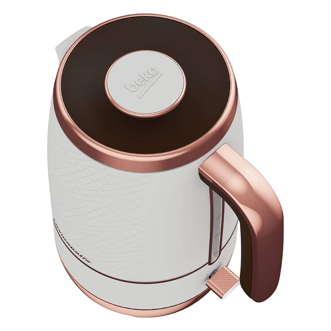 Beko Cosmopolis Jug Electric Kettle Retro White Rose Gold Design, 1.7L - Red Rhino