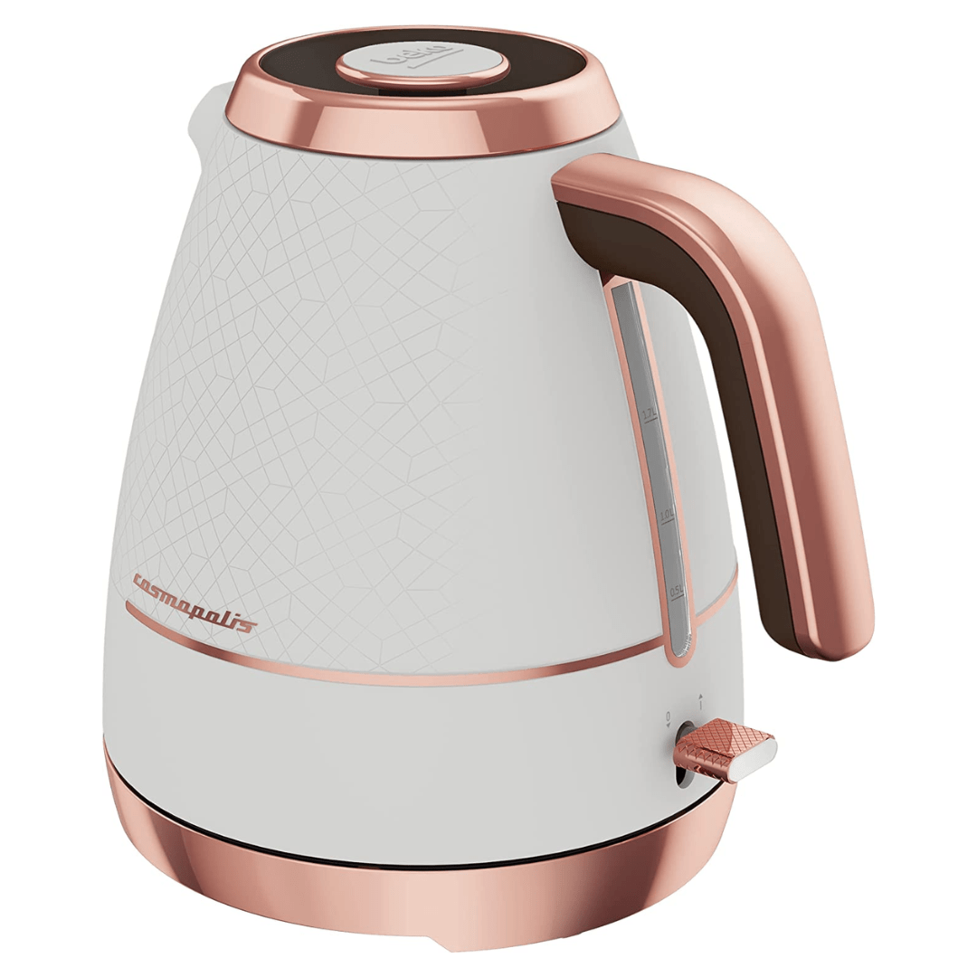 Beko Cosmopolis Dome Kettle , Retro White Rose Gold Design, 1.7 WKM8307WL - Red Rhino
