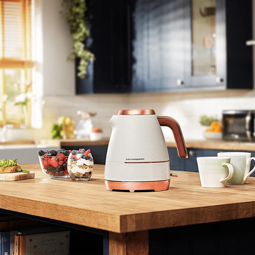 Beko Cosmopolis Dome Kettle , Retro White Rose Gold Design, 1.7 WKM8307WL - Red Rhino
