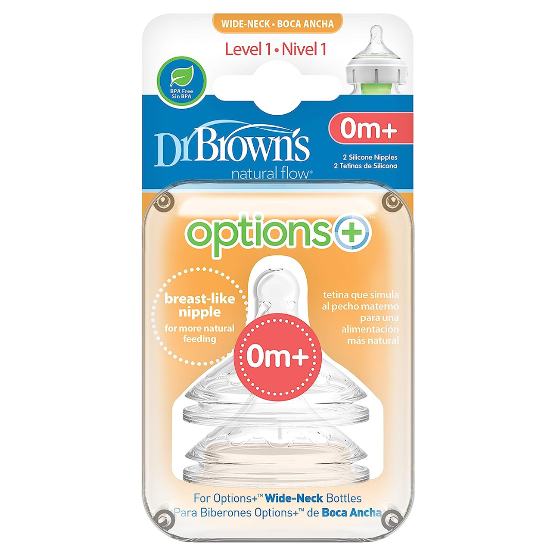 Dr. Brown's Options+ Wide Neck Bottle Teat, Level 2 (3m+), 2 pack-WN2201 - Red Rhino