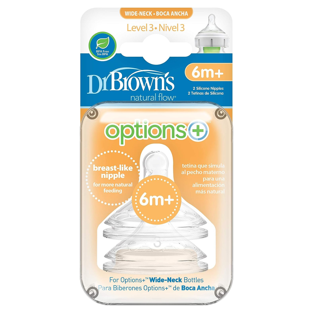 Dr. Brown's Options+ Wide Neck Bottle Teat, Level 3 (6m+), 2 pack-WN3201 - Red Rhino