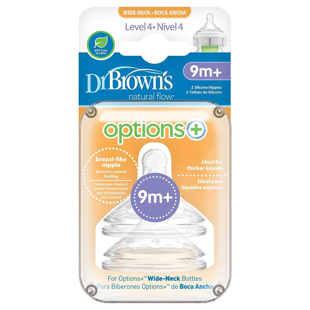 Dr. Brown's Options+ Wide Neck Bottle Teat, Level 4 (9m+), 2 pack-WN4201 - Red Rhino