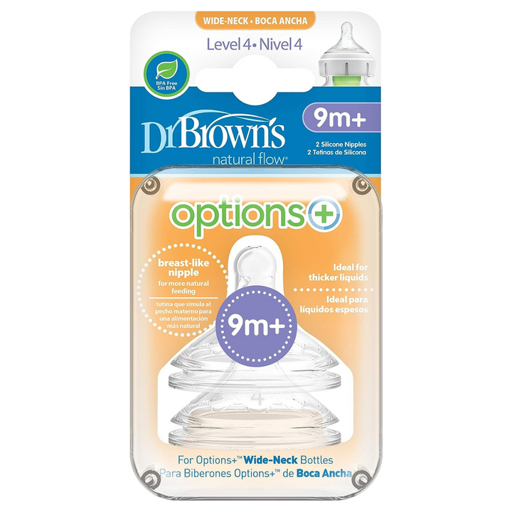 Dr. Brown's Options+ Wide Neck Bottle Teat, Level 4 (9m+), 2 pack-WN4201 - Red Rhino