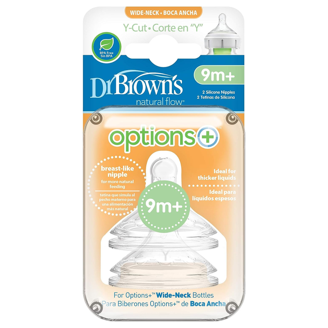 Dr. Brown's Options+ Wide Neck Bottle Teat, Y Cut (9m+), 2 pack-WNY201 - Red Rhino