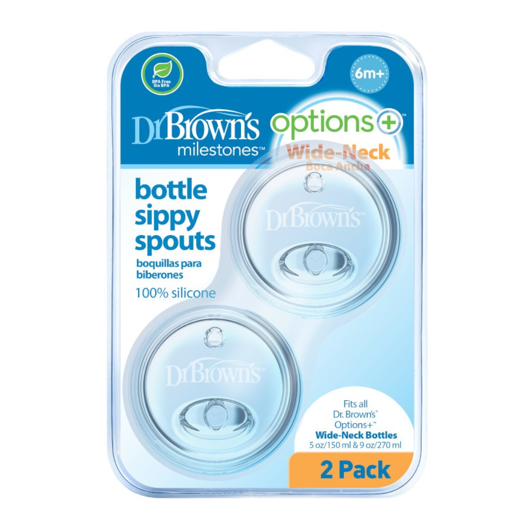 Dr. Brown's Options+ Wide Neck Baby Bottle Sippy Spouts, 2-Pack-WR210 - Red Rhino