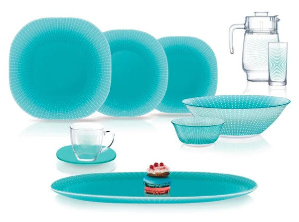 Luminarc Carina Pop Art Turquoise Dinner Set 46pc-P2048 - Red Rhino