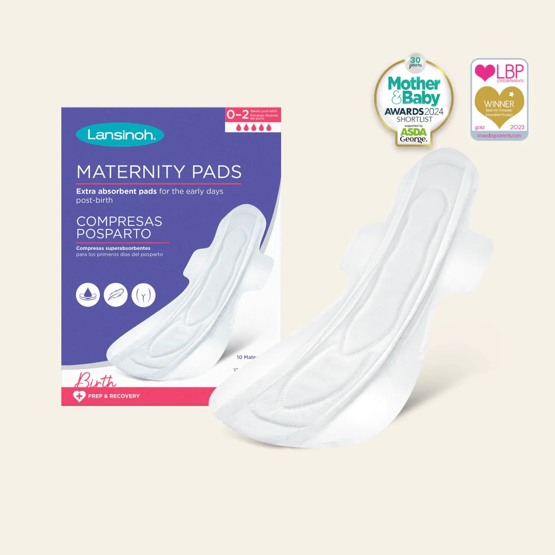 Lansinoh Extra Absorbent Maternity Pads: 0-2 weeks post-birth large-69720 - Red Rhino
