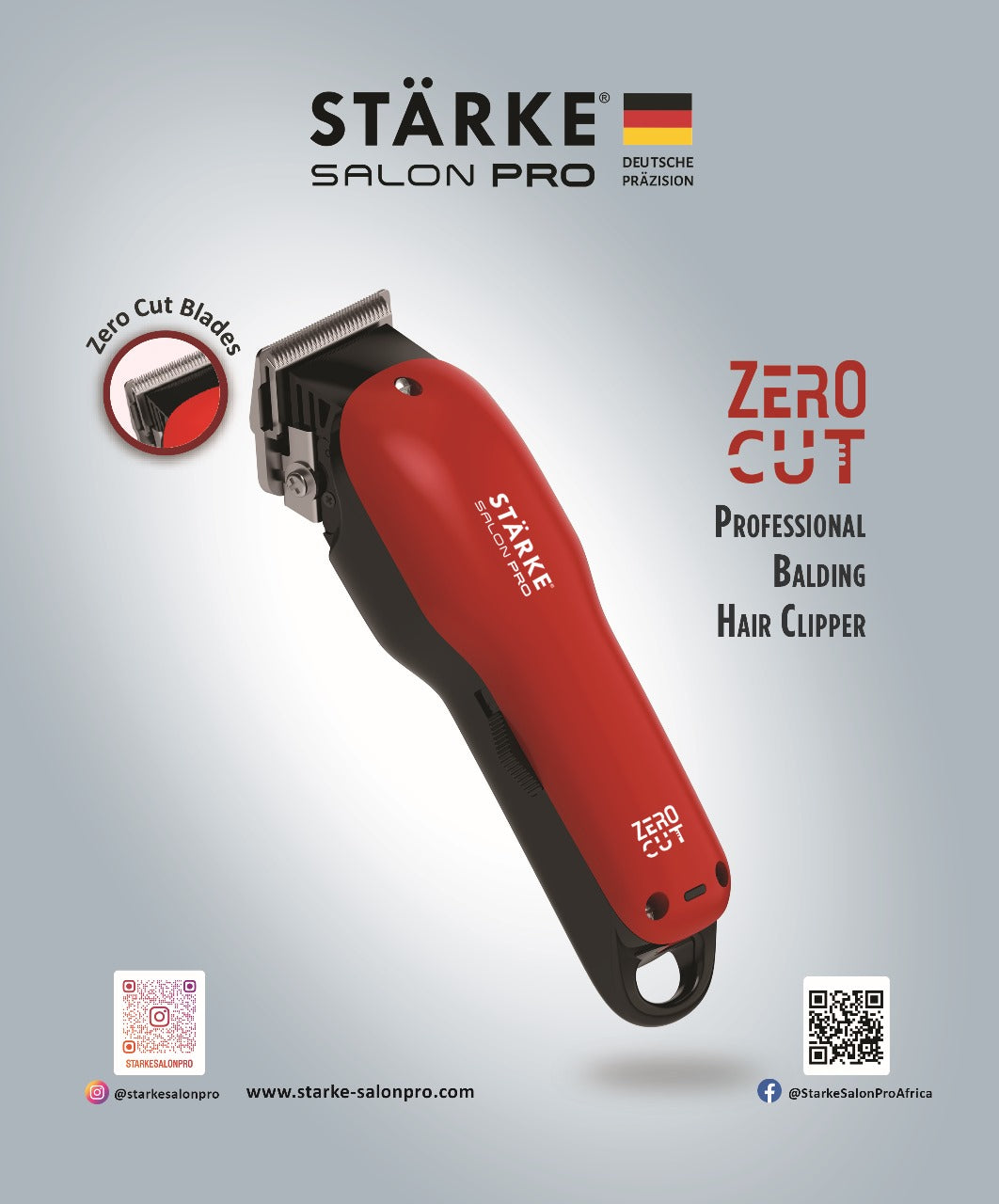 Starke Salon Pro Zero Cut Balding Hair Clipper - 3 Pin UK plug, 100-240V, 50Hz 26529