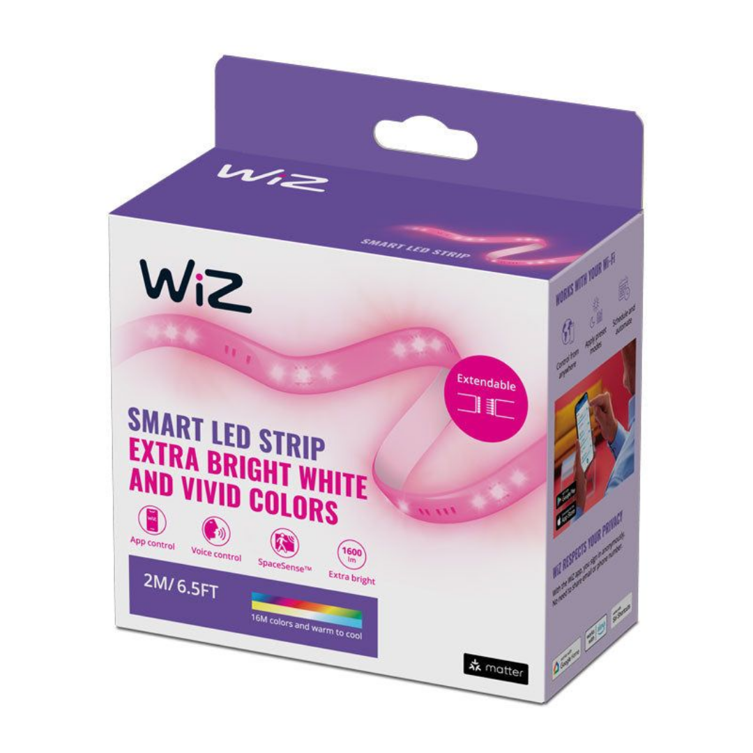 WiZ Smart LED Strip 2M Starter Kit 20W 1600LM 12V DC (WiFi + Bluetooth Control)