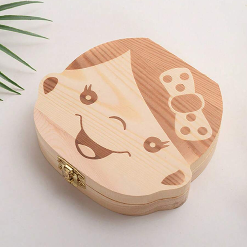 Edu Toys Wooden Tooth Album Keepsake Souvenir Box - Girl - Red Rhino