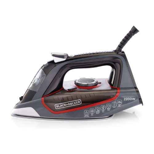 Black and Decker Steam Iron 2200W Ceramic Soleplate with Self Clean, Multicolour - X2050-B5 - Red Rhino