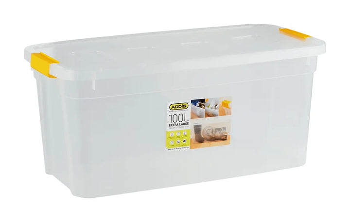 Addis Clear Storage Box 100L XL with latching lid