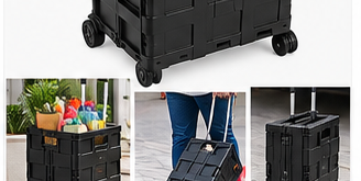 Foldable rolling utility cart used for shopping and household transport
