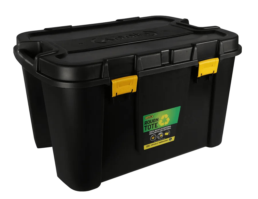 Addis Roughtote 150L with wheels and clips black storage box