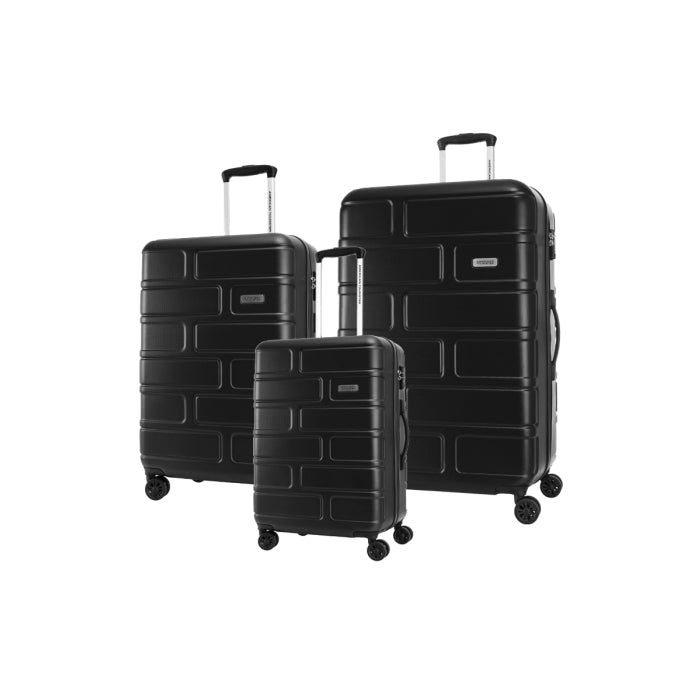American Tourister Bricklane Jet Black three-piece suitcase set