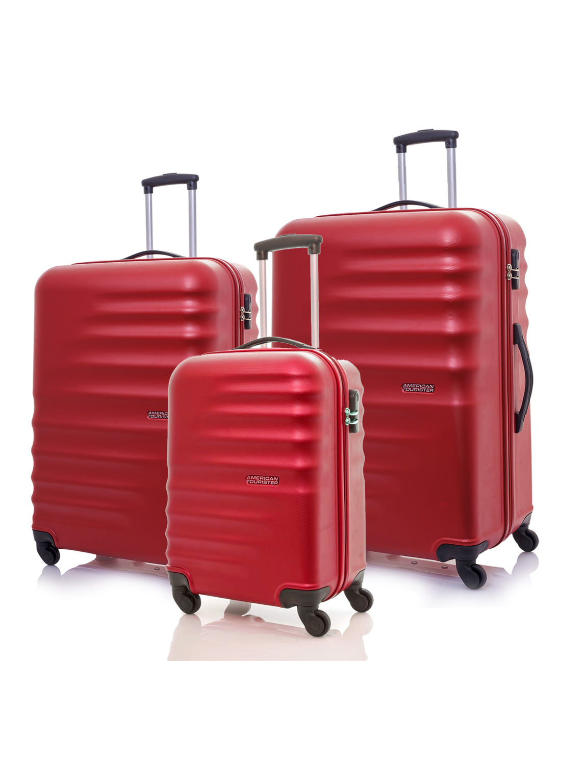 American Tourister Preston Red three-piece suitcase set