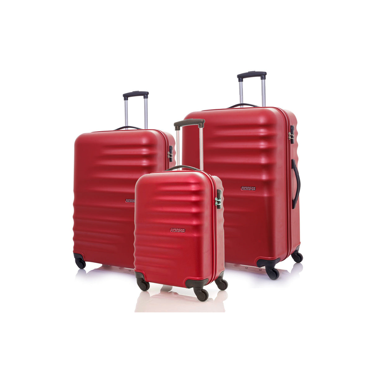 American Tourister Preston 3-Piece Suitcase Set 55cm + 67cm + 77cm Red