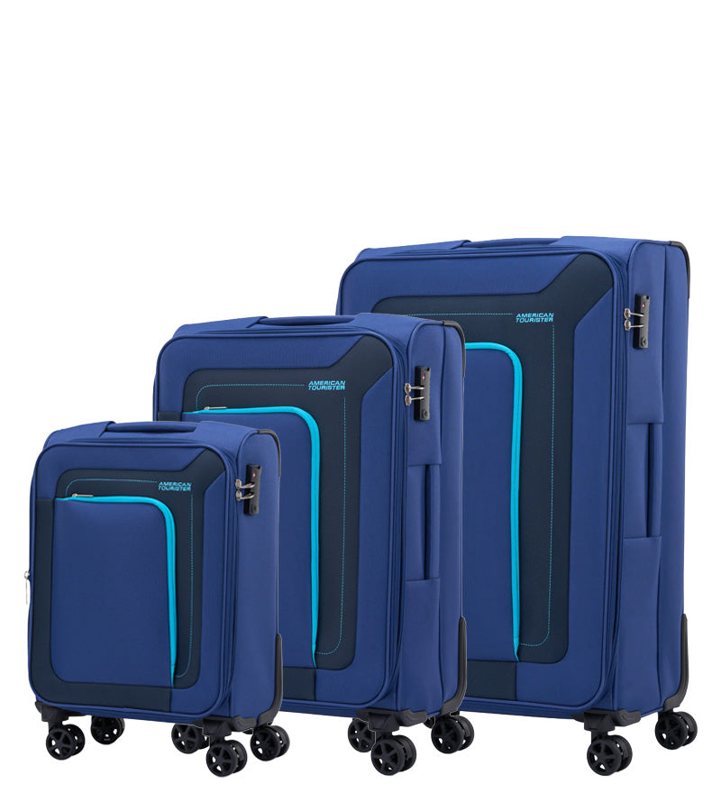 American Tourister Raya 55cm Blue softside cabin suitcase