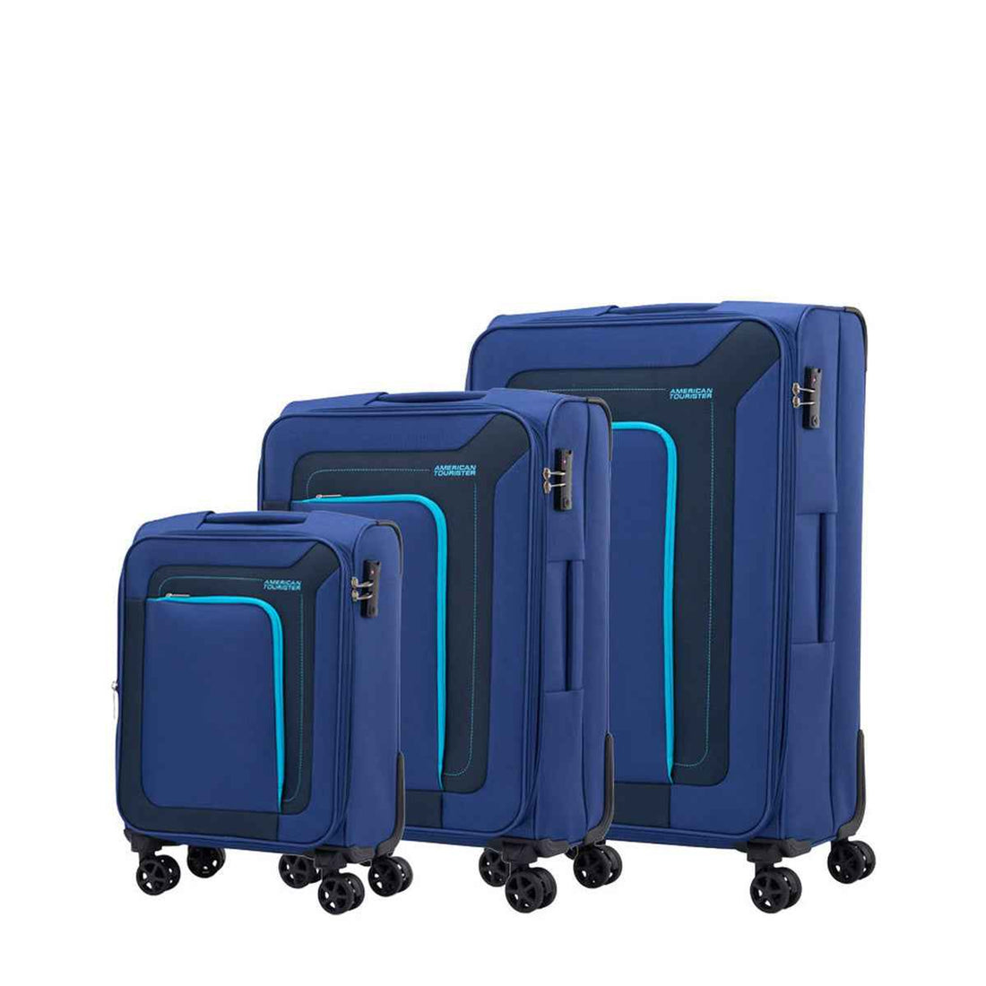 American Tourister Raya 3-Piece Suitcase Set 55 cm + 67 cm + 79 cm Blue