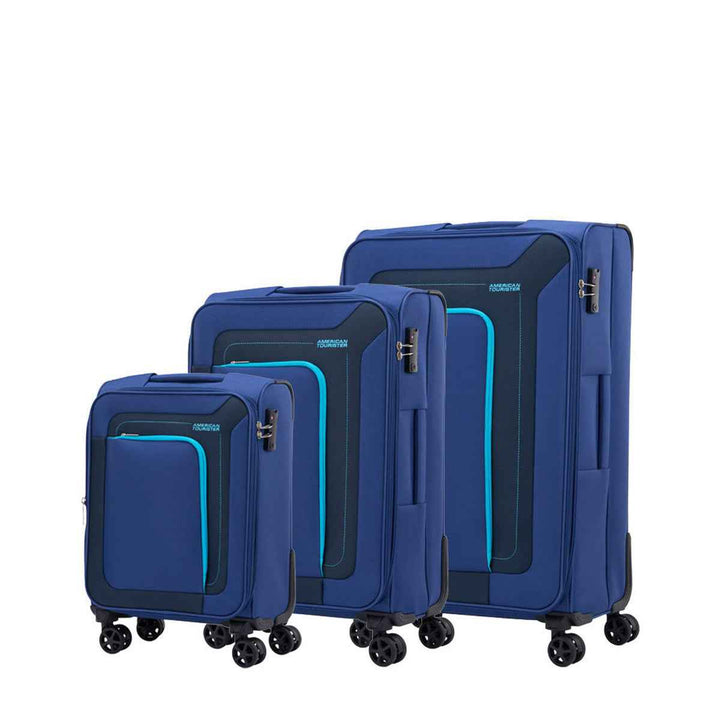 American Tourister Raya 3-Piece Suitcase Set 55 cm + 67 cm + 79 cm Blue