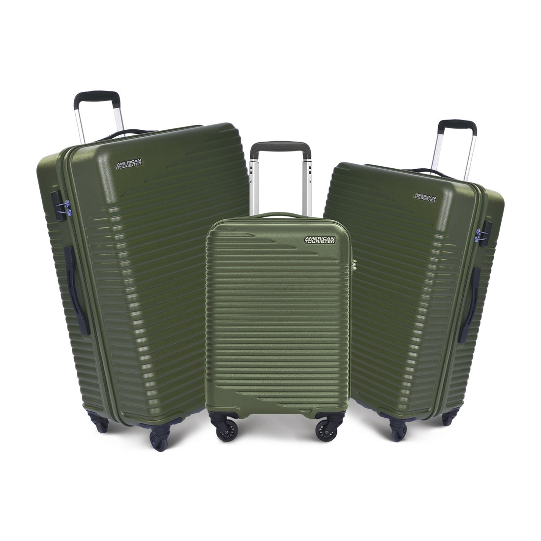 American Tourister Sky Park Olive Green three-piece suitcase set