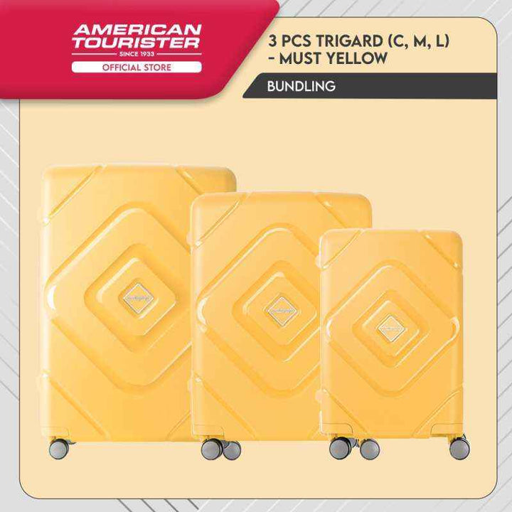 American Tourister Trigard 3-Piece Suitcase Set 55cm + 66cm + 80cm Mustard Yellow | Buy in Kenya | Red Rhino