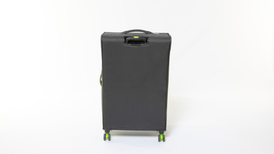 American Tourister Applite 3.0S Expandable Spinner 82 cm — Black / Green Large Suitcase — back view