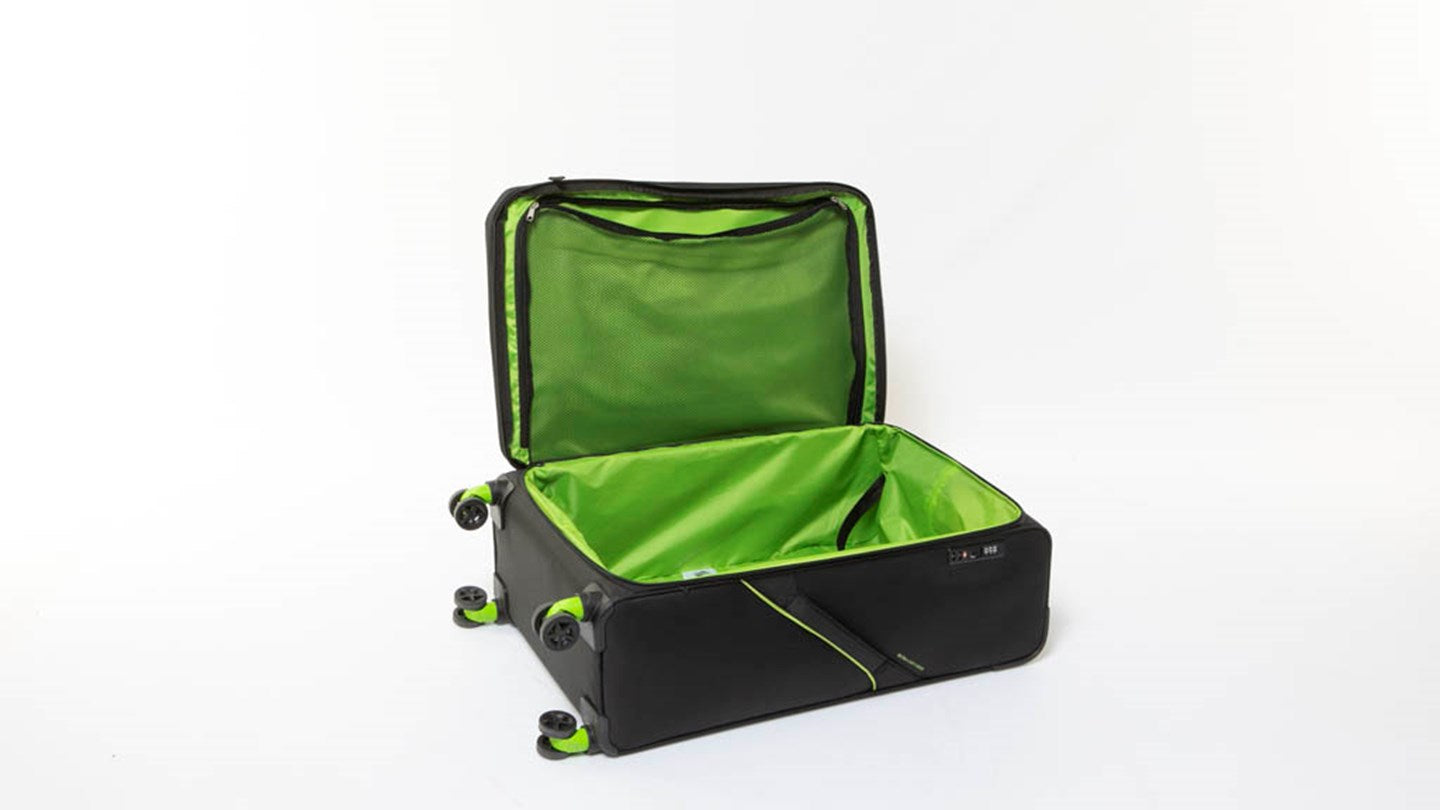 American Tourister Applite 3.0S Expandable Spinner 82 cm — Black / Green Large Suitcase — interior and packing layout