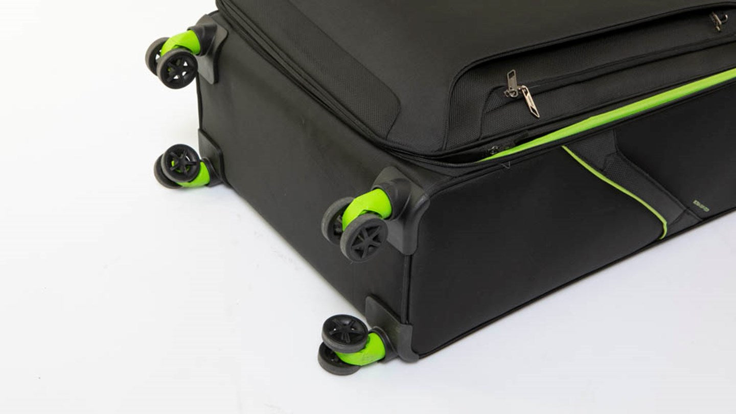 American Tourister Applite 3.0S Expandable Spinner 82 cm — Black / Green Large Suitcase — wheel detail