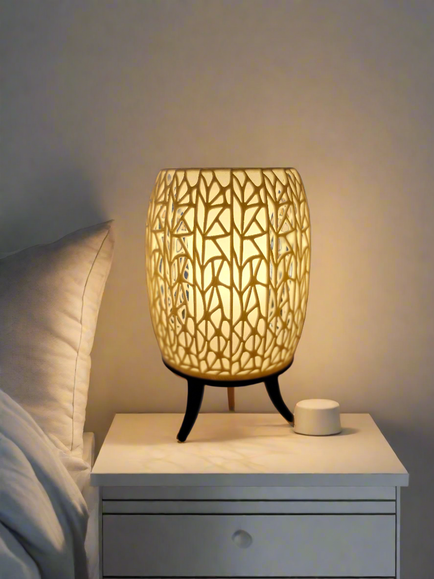 Print3D Africa Mtandao Table Lamp – illuminated bedside view | Red Rhino Kenya