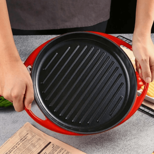 Enameled Cast Sizzler/Frying Pan - 25CM HM-BA180 - Red Rhino