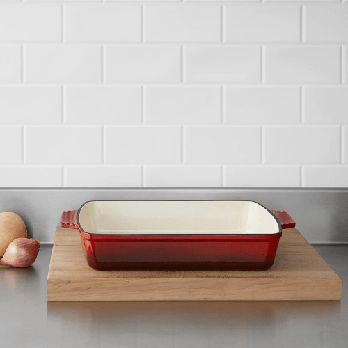 Enameled Cast Iron Rectangular Roaster/Lasagna Pan Casserole 38 x 27 x 8.5cm -BA176 - Red Rhino