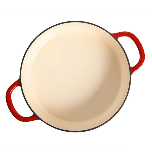 Enameled Cast Iron Braiser/Frypan round  33CM Red - Red Rhino